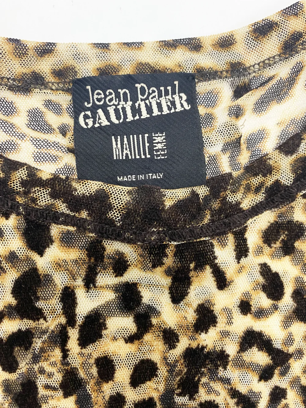 Jean Paul Gaultier flocked leopard print mesh top — JAMES VELORIA