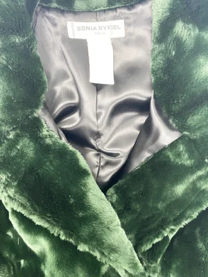 ジャケット・アウター VTG SONIA RYKIEL FRANCE VELOUR FUR COAT Vintage 1990s Sonia Rykiel Black Faux Fur and Satin Reversible