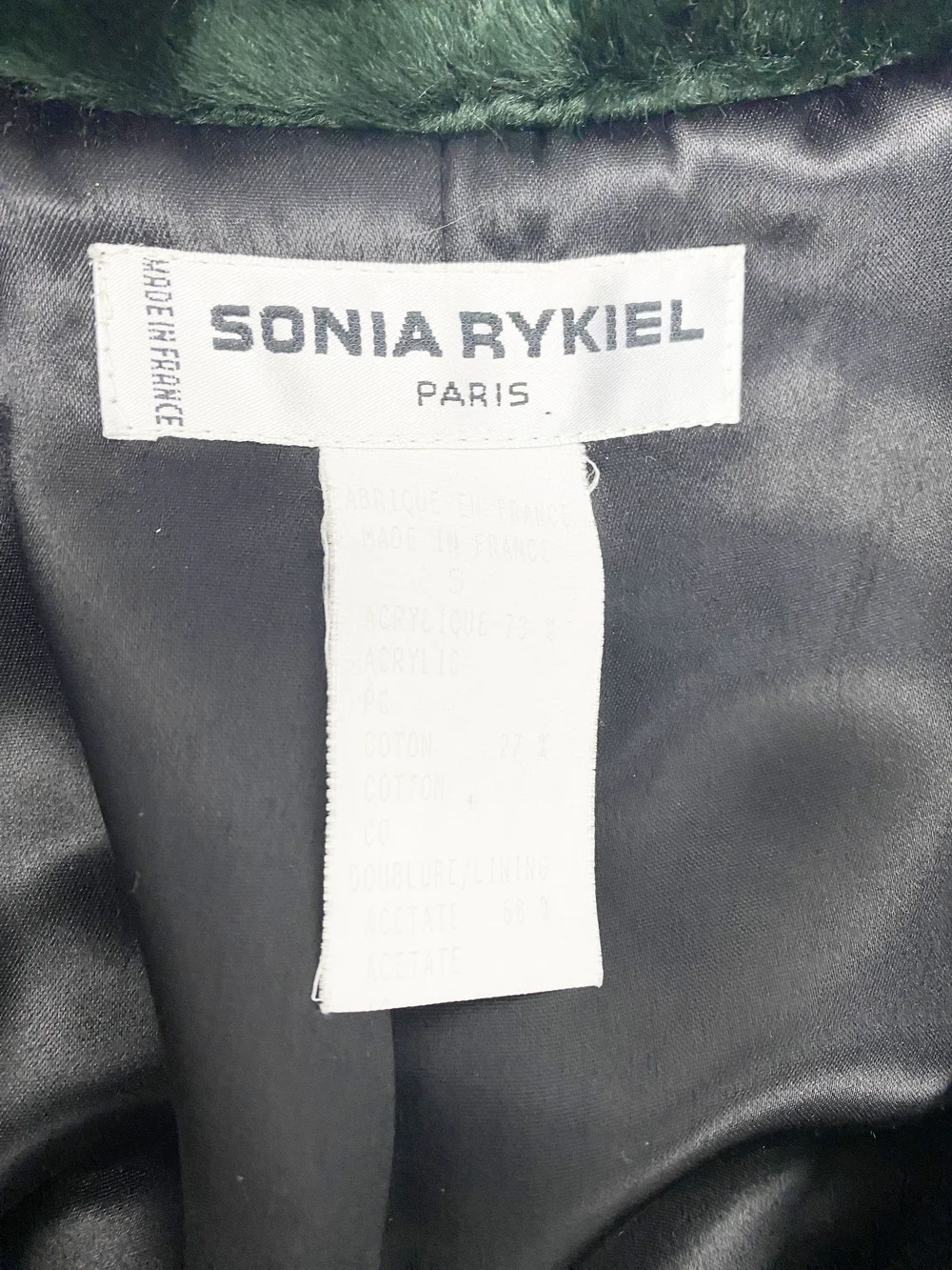 ジャケット・アウター VTG SONIA RYKIEL FRANCE VELOUR FUR COAT Sonia Rykiel 90s green faux fur coat — JAMES VELORIA