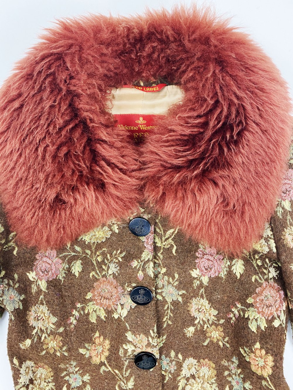 Vivienne Westwood F/W 1998 faux fur trim coat — JAMES VELORIA Vivienne Westwood F/W 1998 faux fur trim coat — JAMES VELORIA