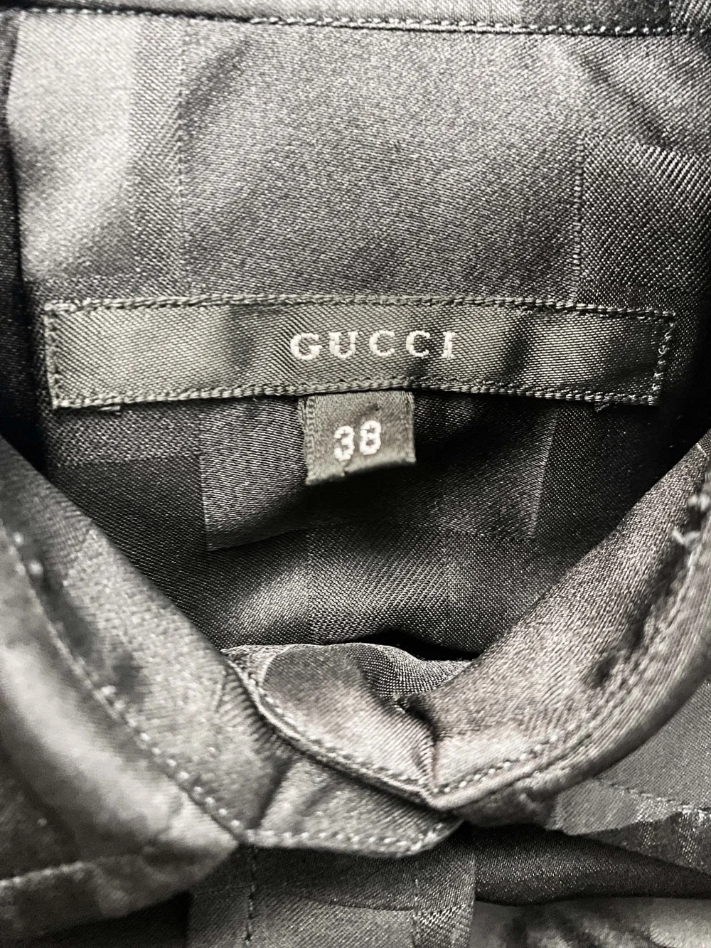 Gucci 1998 black geometric pattern silk shirt — JAMES VELORIA