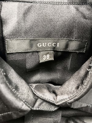 Gucci 1998 black geometric pattern silk shirt — JAMES VELORIA