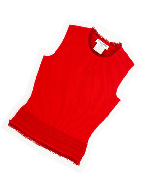 Christian Dior Boutique F/W 1999 red fringe knit top — JAMES VELORIA