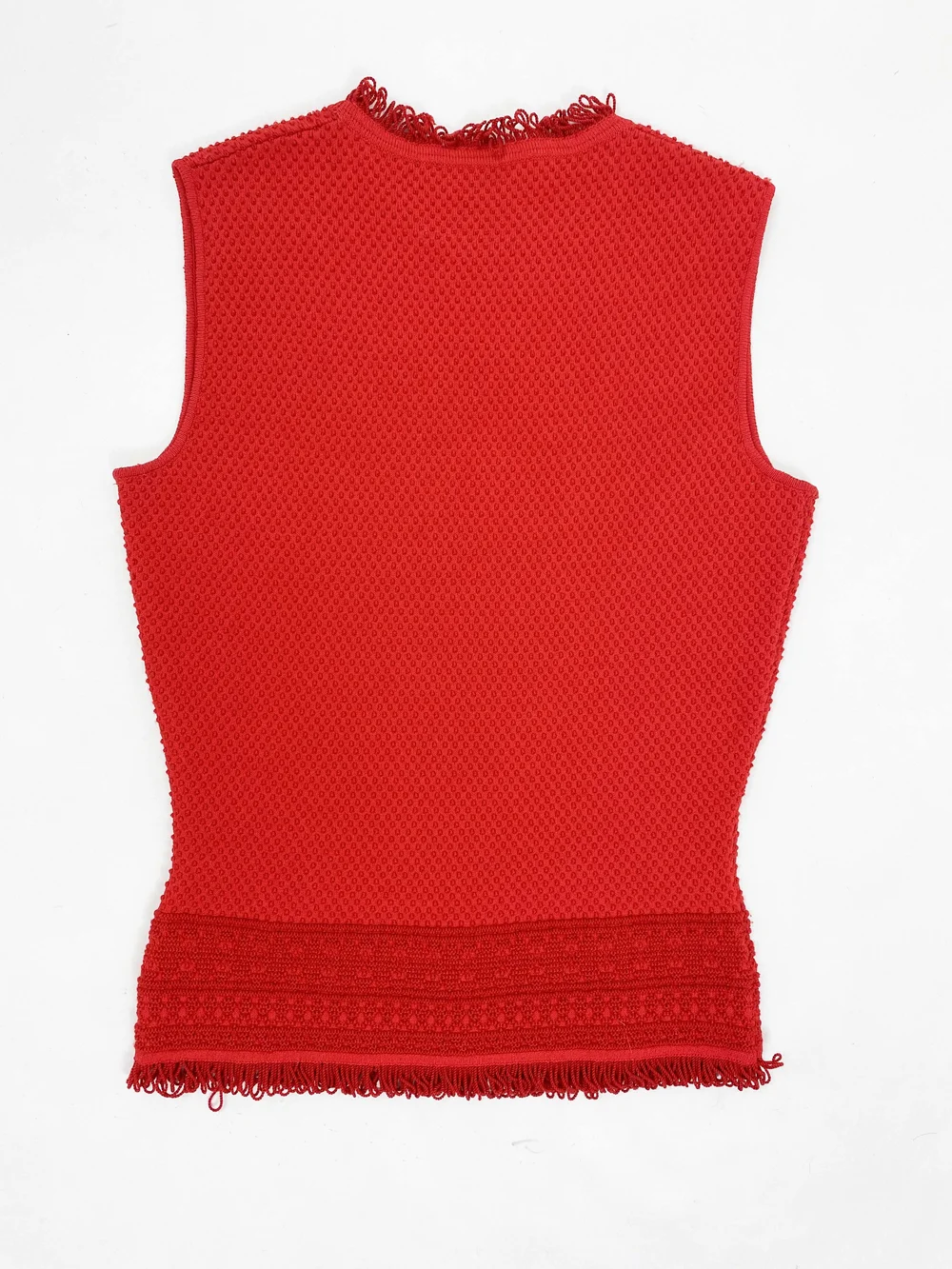 Christian Dior Boutique F/W 1999 red fringe knit top — JAMES VELORIA