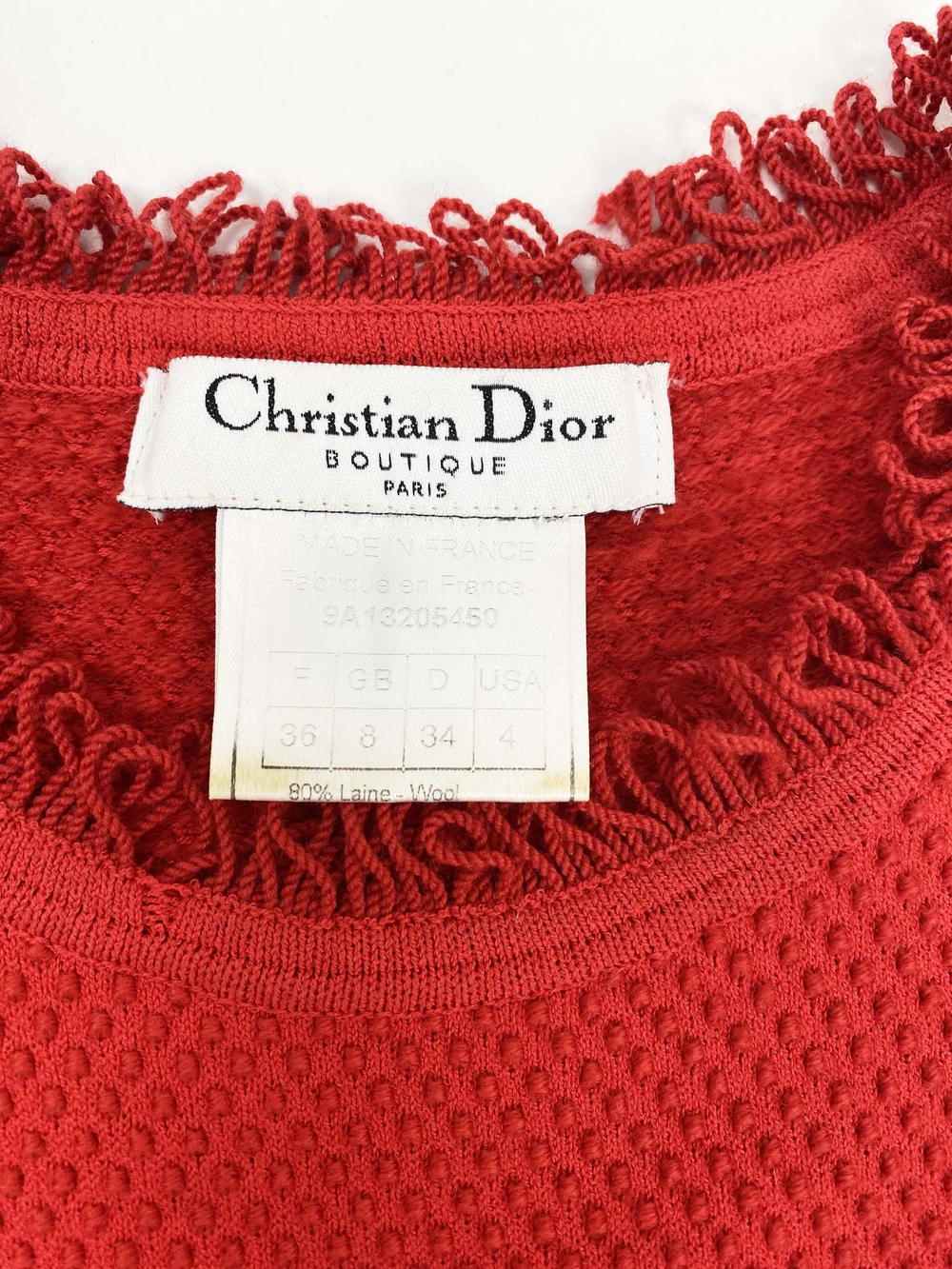 Christian Dior Boutique F/W 1999 red fringe knit top — JAMES