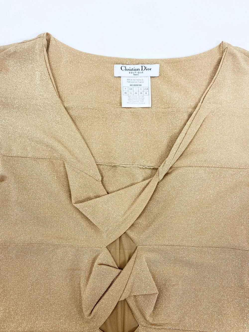 Christian Dior Boutique F/W 2004 gold twist front top — JAMES VELORIA