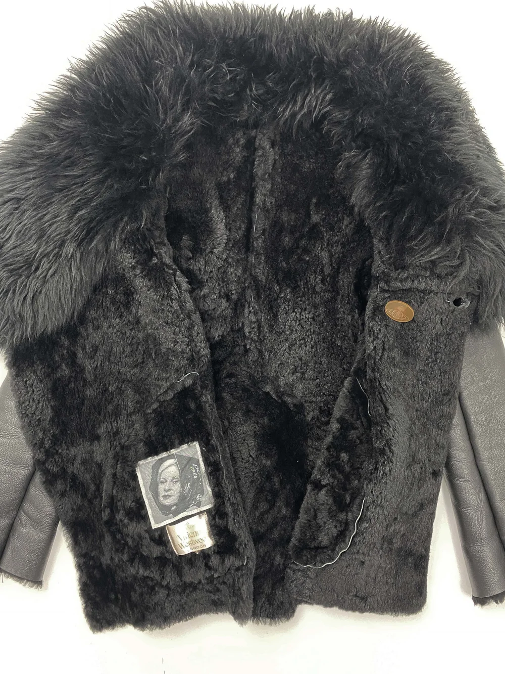 Vivienne Westwood F/W 1994 fur collar leather coat — JAMES VELORIA