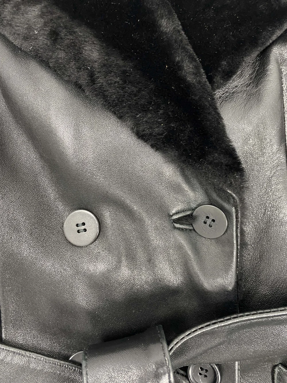 Donna Karan 90s fur collar leather coat — JAMES VELORIA