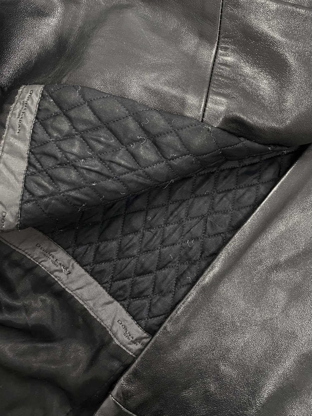 Donna Karan 90s fur collar leather coat — JAMES VELORIA