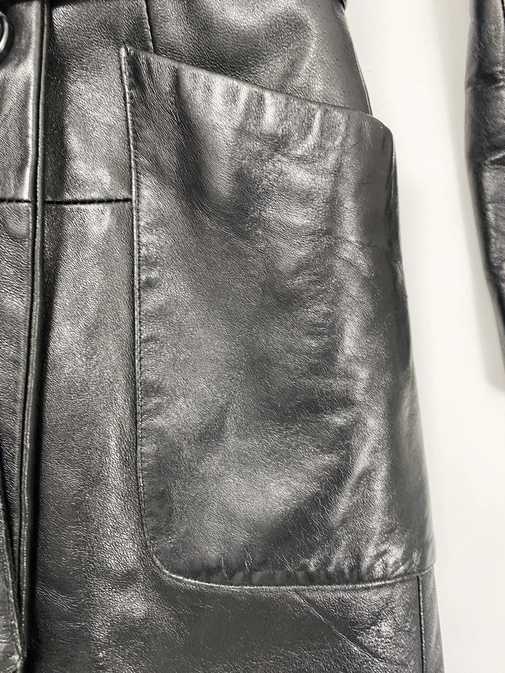 Donna Karan 90s fur collar leather coat — JAMES VELORIA