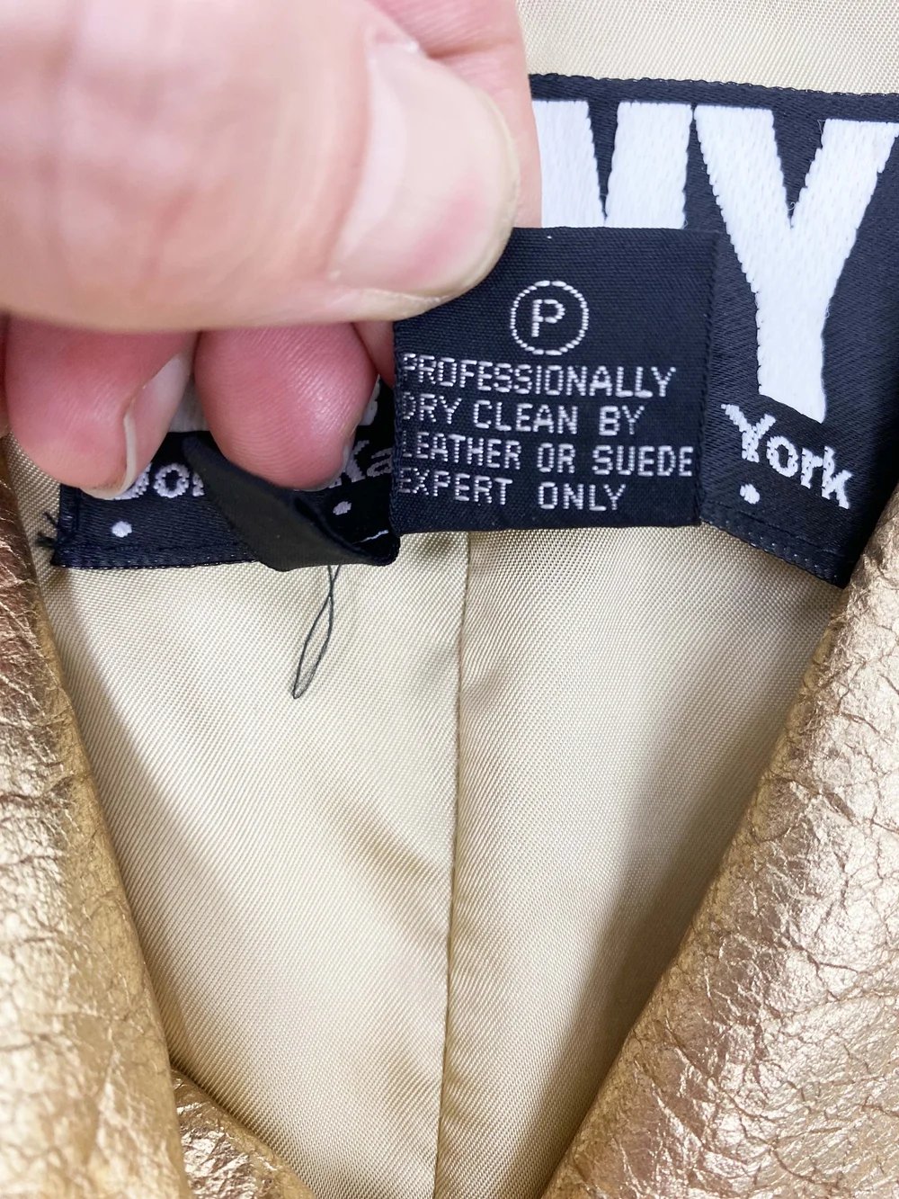 DKNY 90s gold leather jacket — JAMES VELORIA