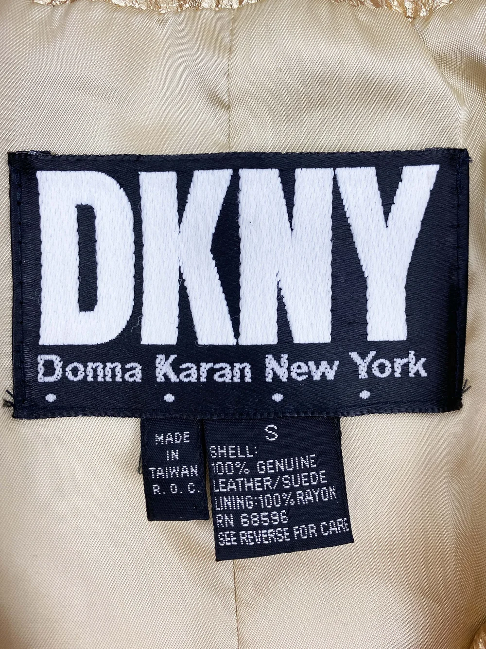 DKNY 90s gold leather jacket — JAMES VELORIA