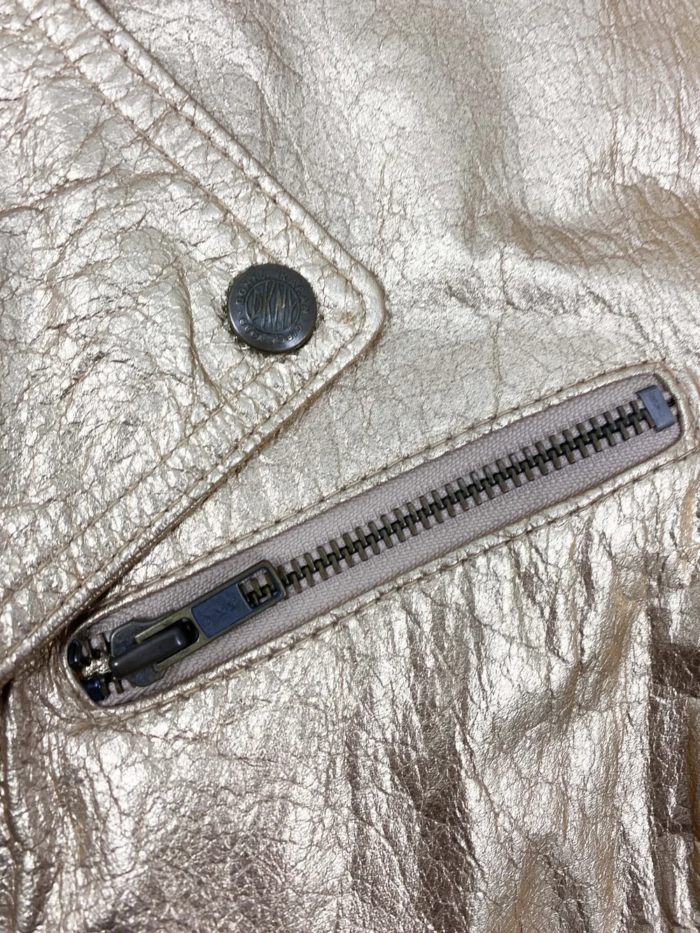 DKNY 90s gold leather jacket — JAMES VELORIA
