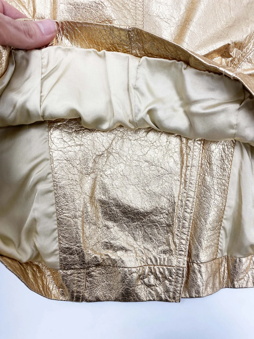 DKNY 90s gold leather jacket — JAMES VELORIA