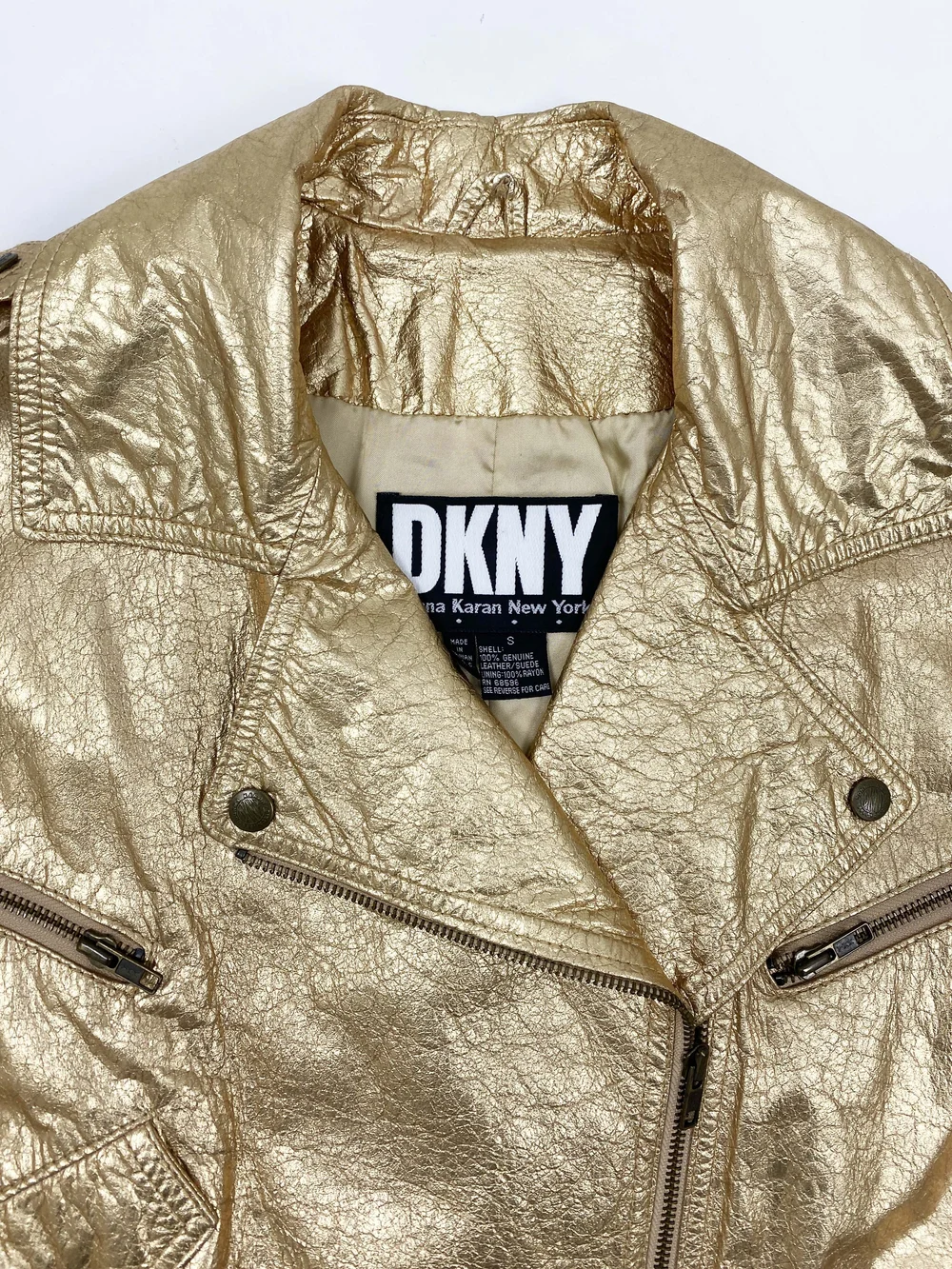 DKNY 90s gold leather jacket — JAMES VELORIA