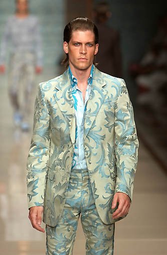 Gianni Versace Couture S/S 2002 baroque print silk pants