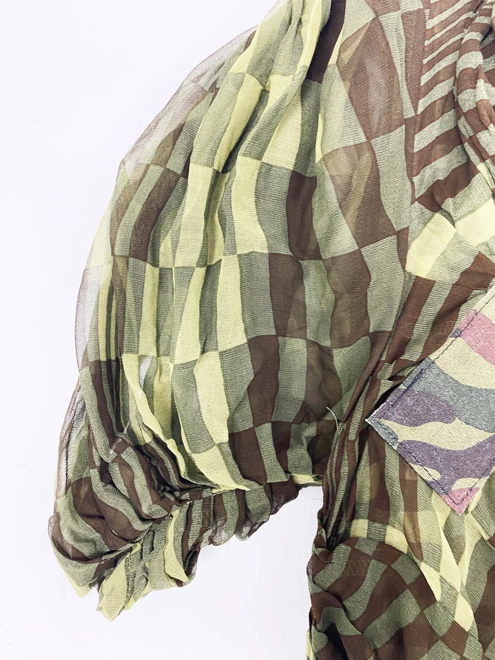COMME des GARCONS 花柄　ポンチョ　 00SS archive Comme des Garcons S/S 2001 op art print ruched dress — JAMES VELORIA
