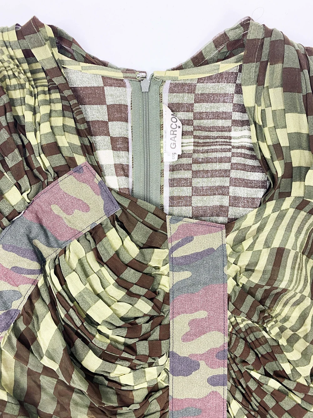 Comme des Garcons S/S 2001 op art print ruched dress — JAMES VELORIA