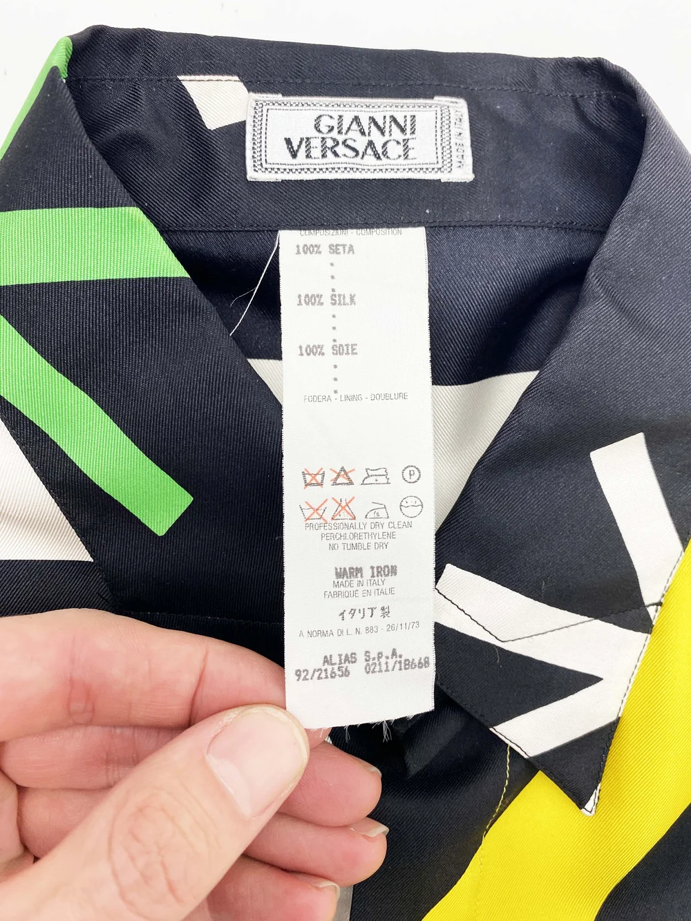 Gianni Versace 1992 abstract print silk shirt — JAMES VELORIA