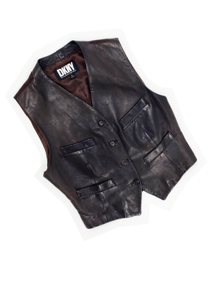 DKNY 90s brown leather vest — JAMES VELORIA
