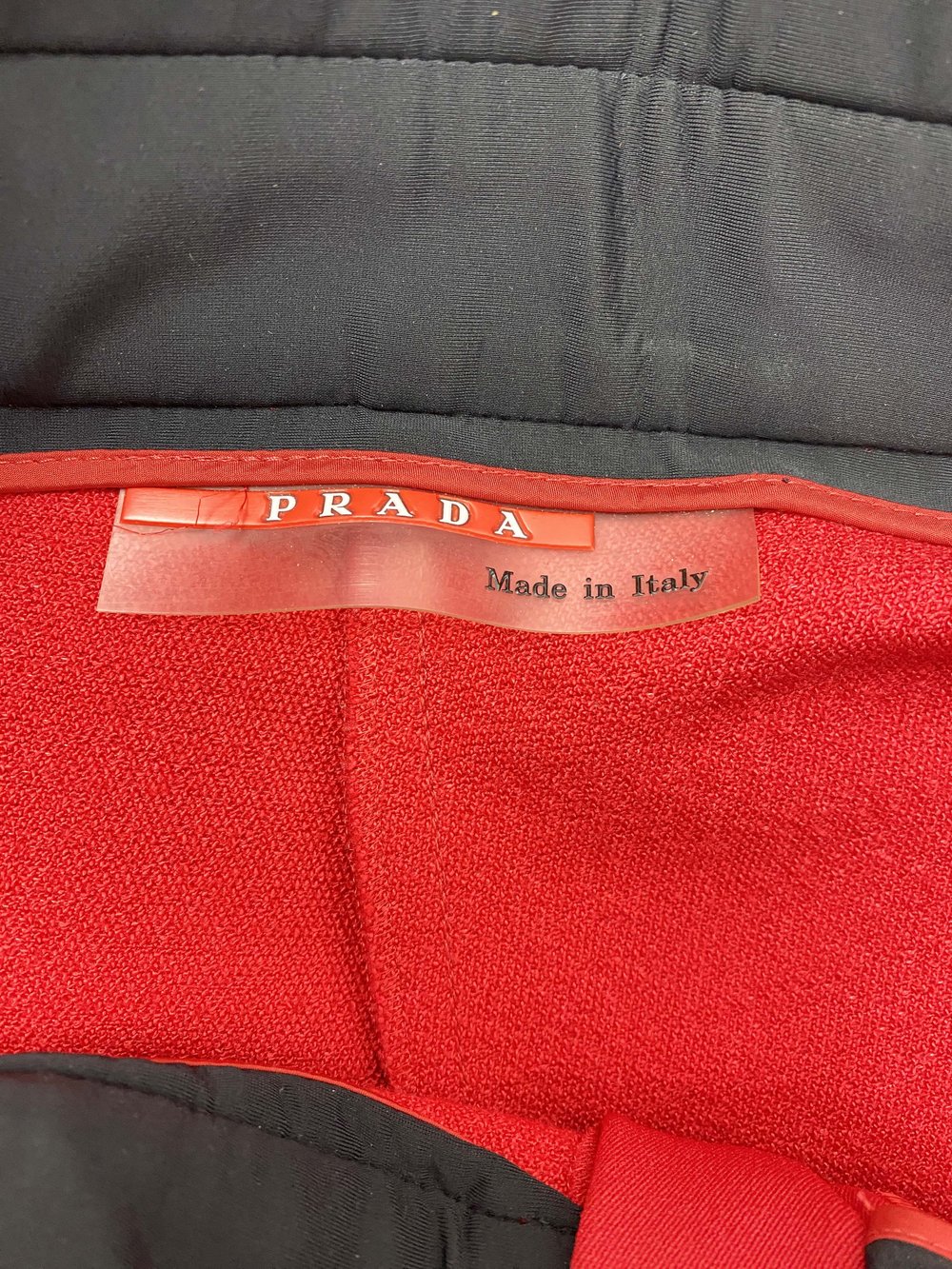 Prada Sport red neoprene and leather pants — JAMES VELORIA
