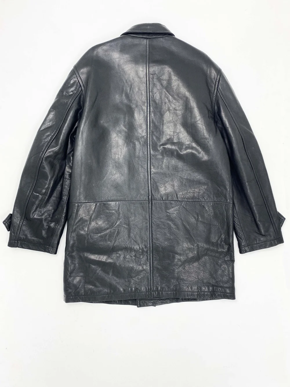 DKNY 90s black leather padded coat — JAMES VELORIA 