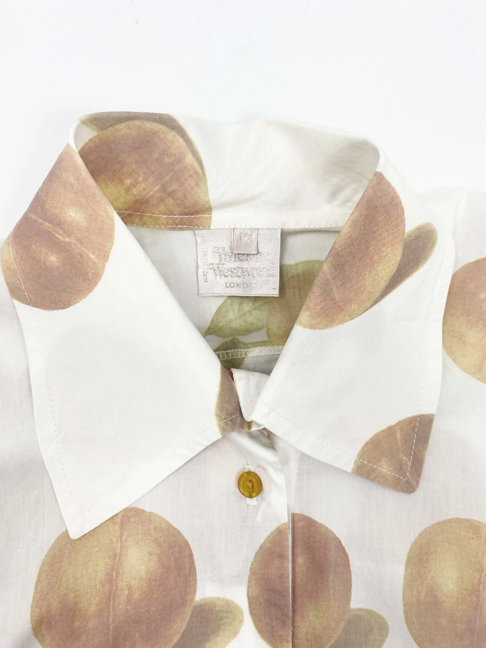 Vivienne Westwood S/S 1997 fruit print twisted shirt — JAMES VELORIA