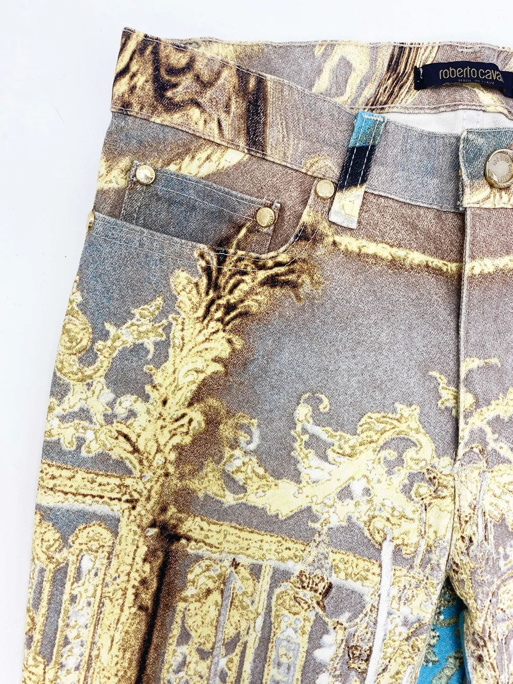 Roberto Cavalli S/S 2003 baroque Versailles print jeans — JAMES