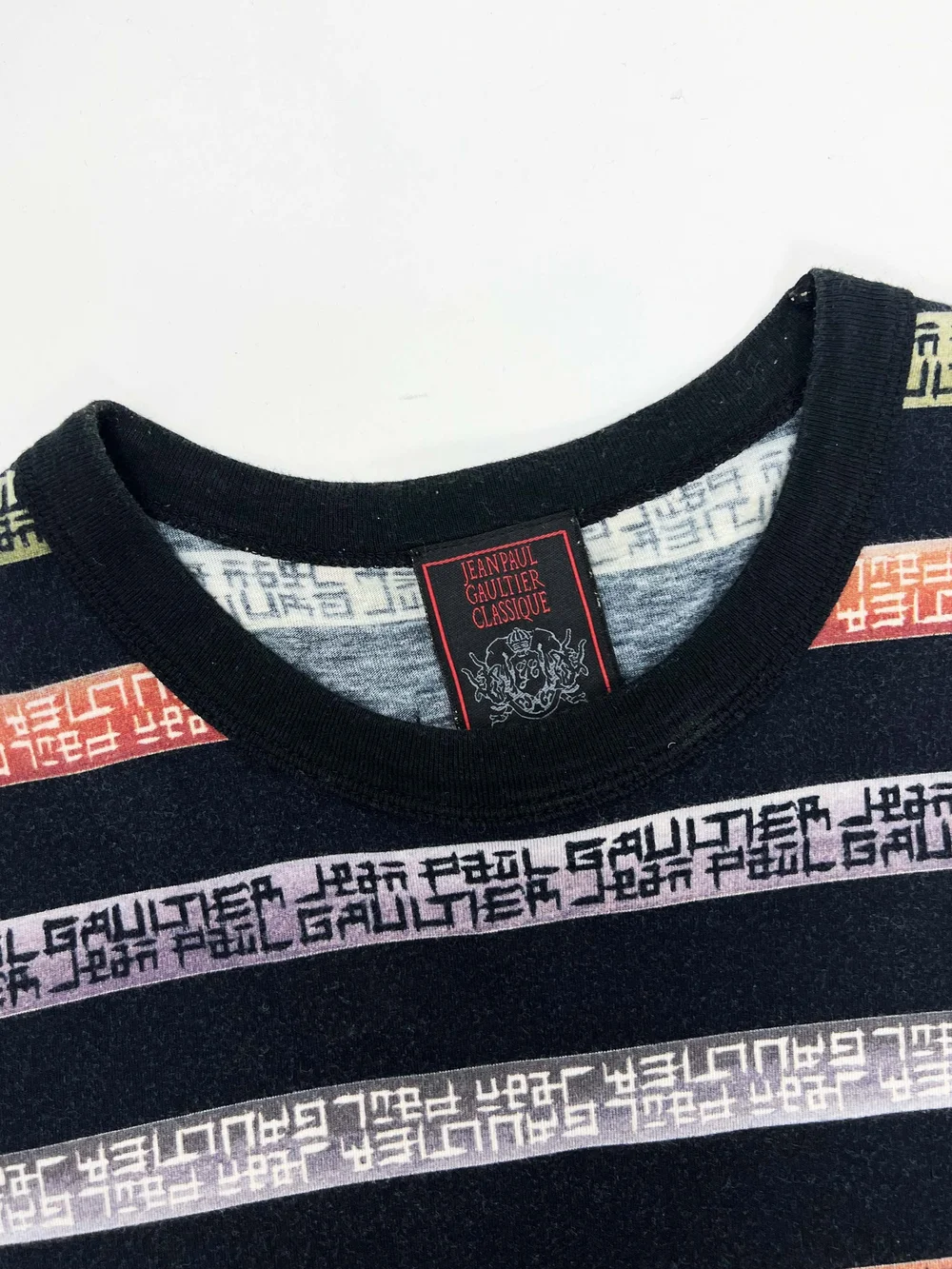 Jean Paul Gaultier 90s logo stripe print t-shirt — JAMES VELORIA