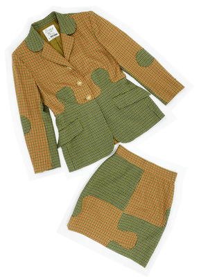 Moschino 90s puzzle piece skirt suit — JAMES VELORIA