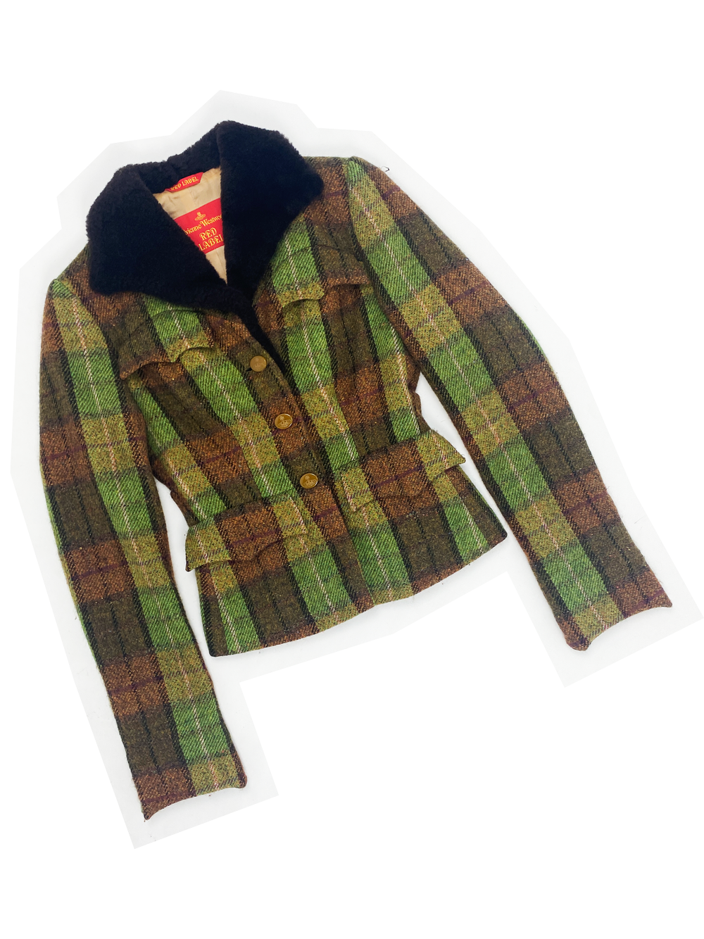 Vivienne Westwood 90s green plaid faux fur jacket — JAMES VELORIA