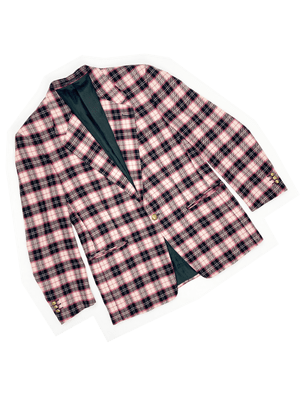 Gianni Versace 90s pink plaid blazer — JAMES VELORIA