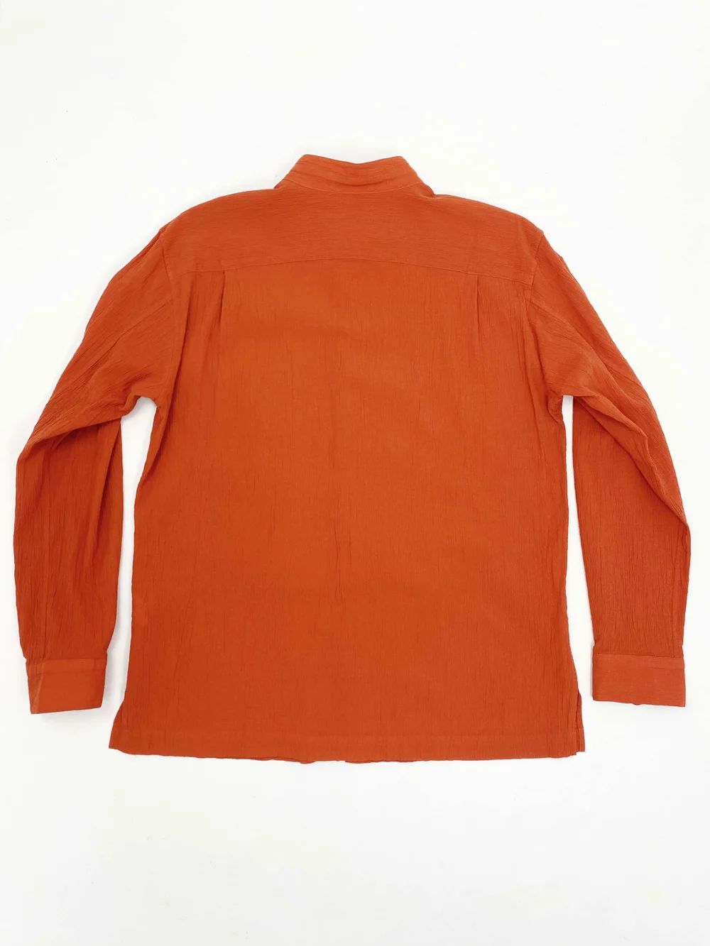 Issey Miyake Men orange crinkle pleated shirt — JAMES VELORIA
