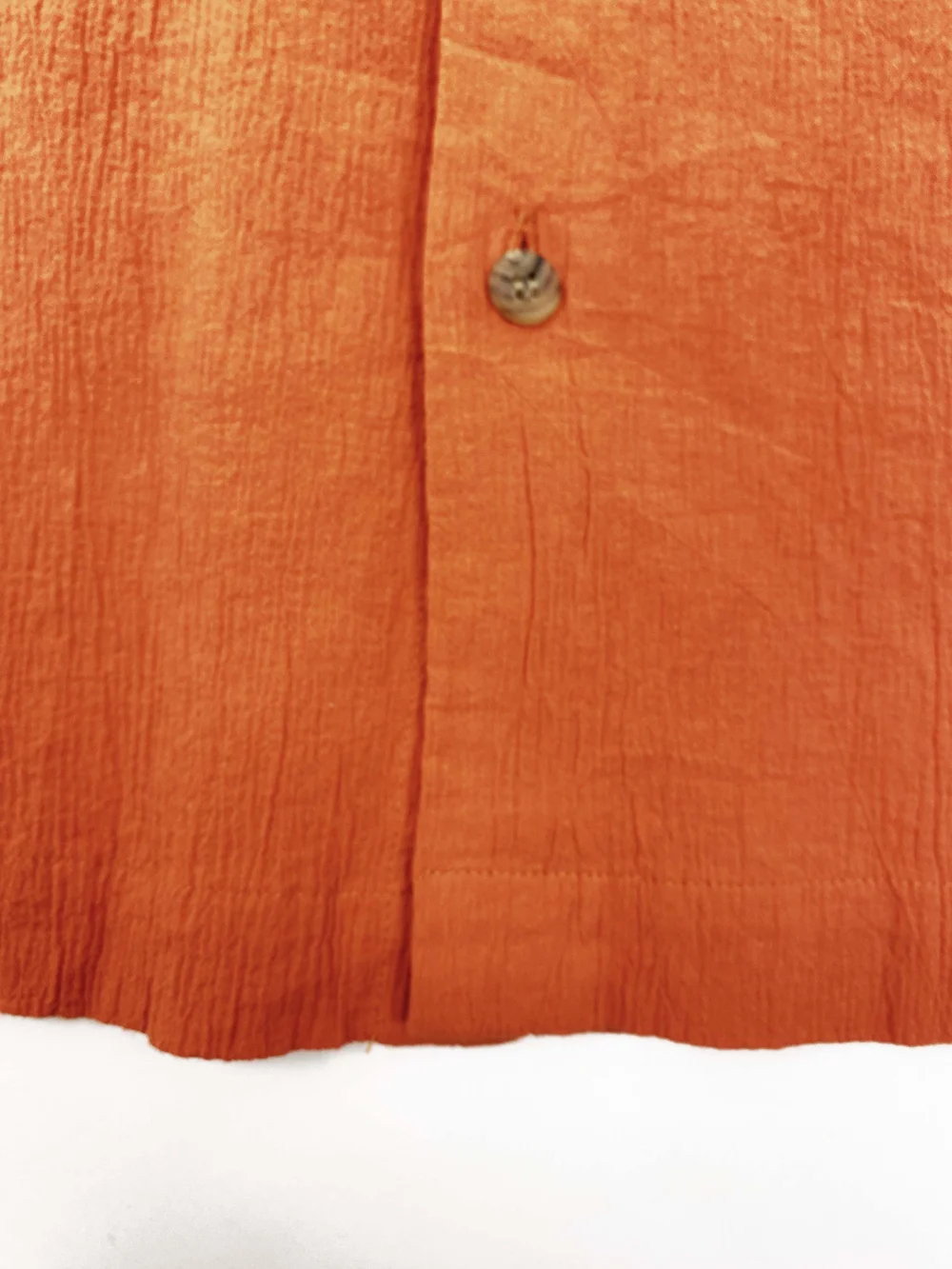 Issey Miyake Men orange crinkle pleated shirt — JAMES VELORIA