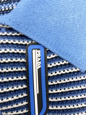 Prada 2018 blue rubber logo polo shirt — JAMES VELORIA