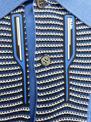 Prada 2018 blue rubber logo polo shirt — JAMES VELORIA