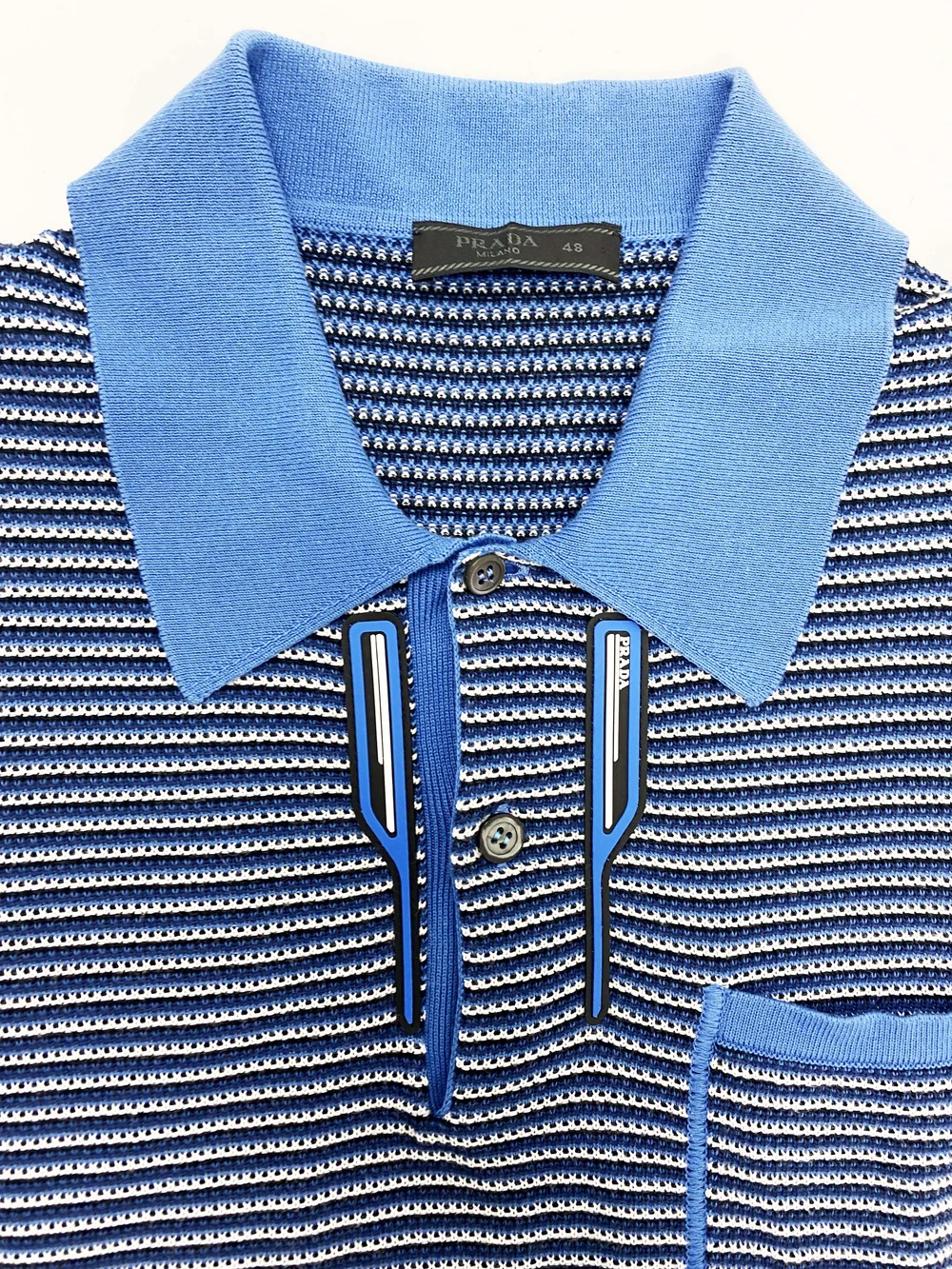 トップス prada sport rubber logo polo shirt Prada 2018 blue rubber logo polo shirt — JAMES VELORIA