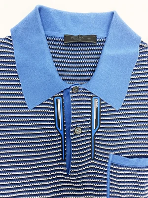 Prada 2018 blue rubber logo polo shirt — JAMES VELORIA