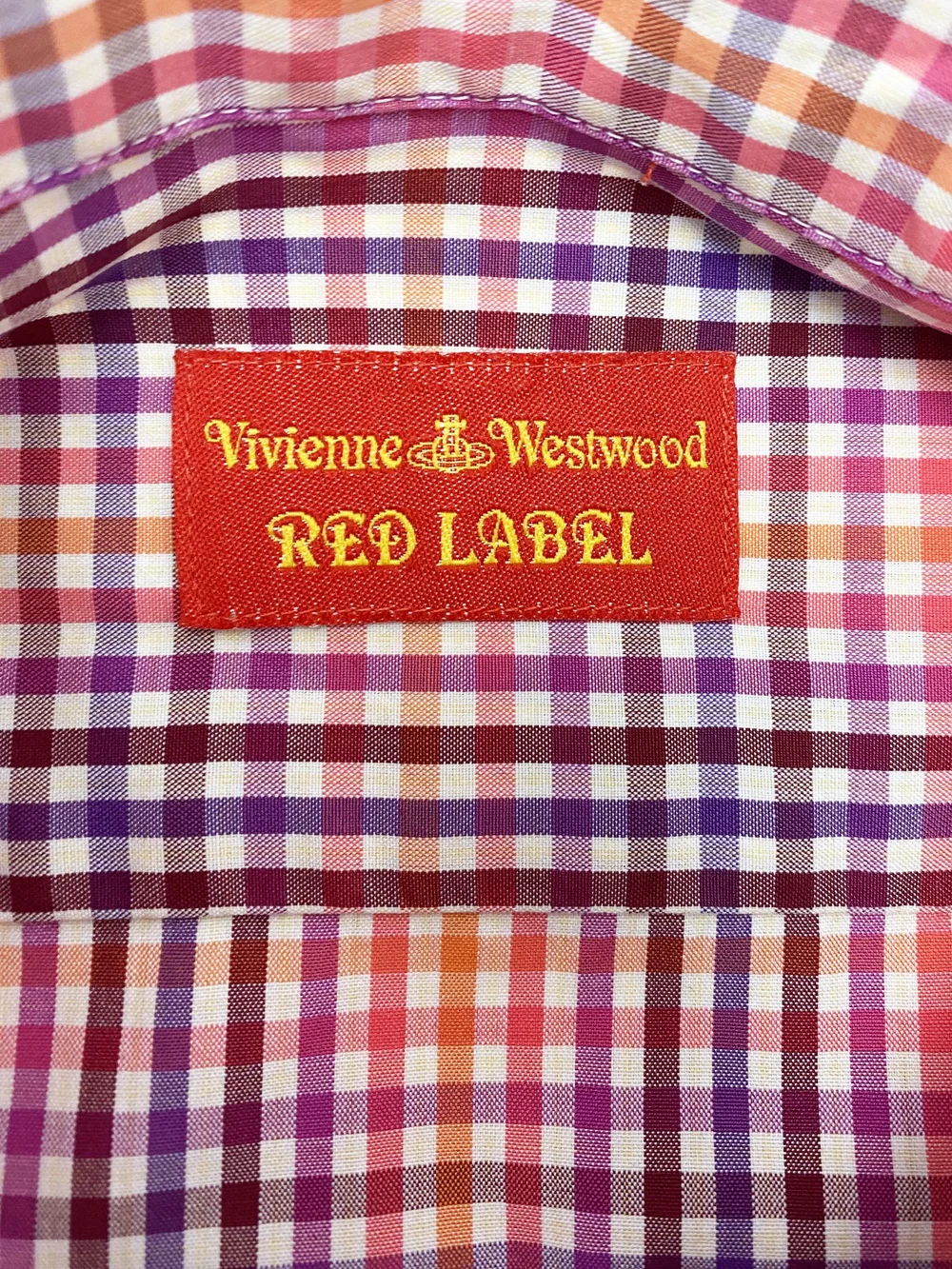 アンゴラ　ヴィヴィアンウエスト Vivienne Westwood S/S 1999 orange gingham shirt — JAMES VELORIA