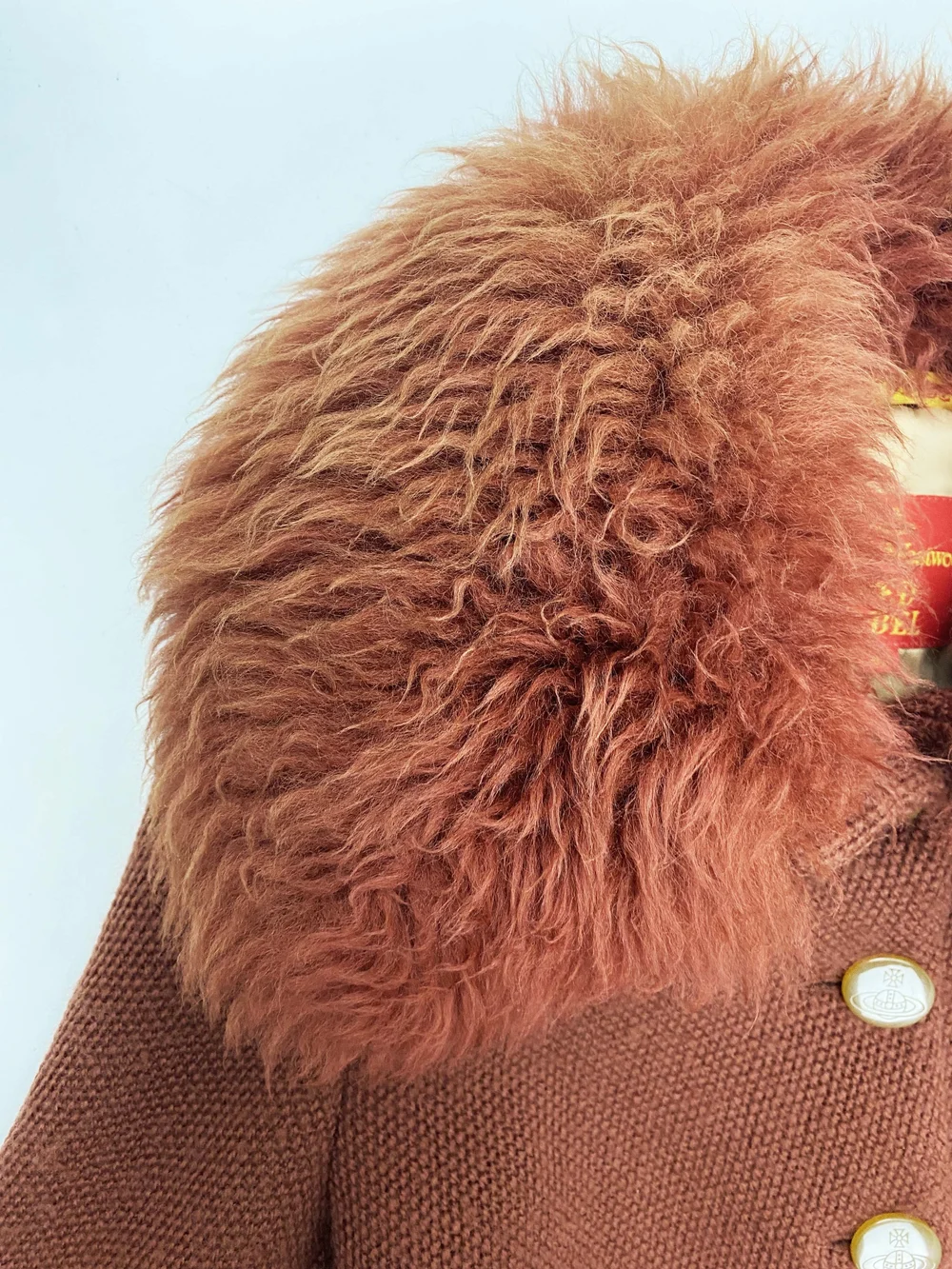 VIVIENNE TAM オレンジ ファー襟 ピーコート Vivienne Westwood F/W 1998 faux fur trim coat — JAMES VELORIA