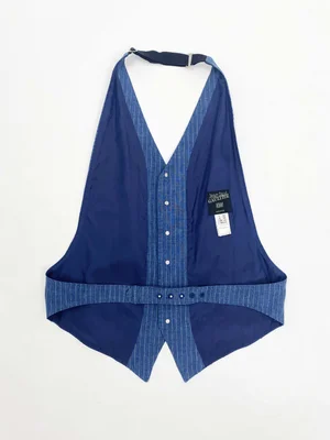 Jean Paul Gaultier Homme pinstriped backless halter vest — JAMES