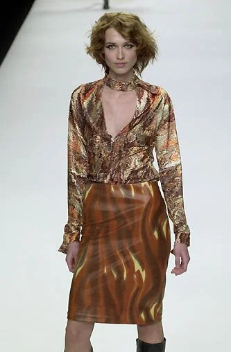 Vivienne Tam F/W 2000 coated flame print skirt — JAMES VELORIA