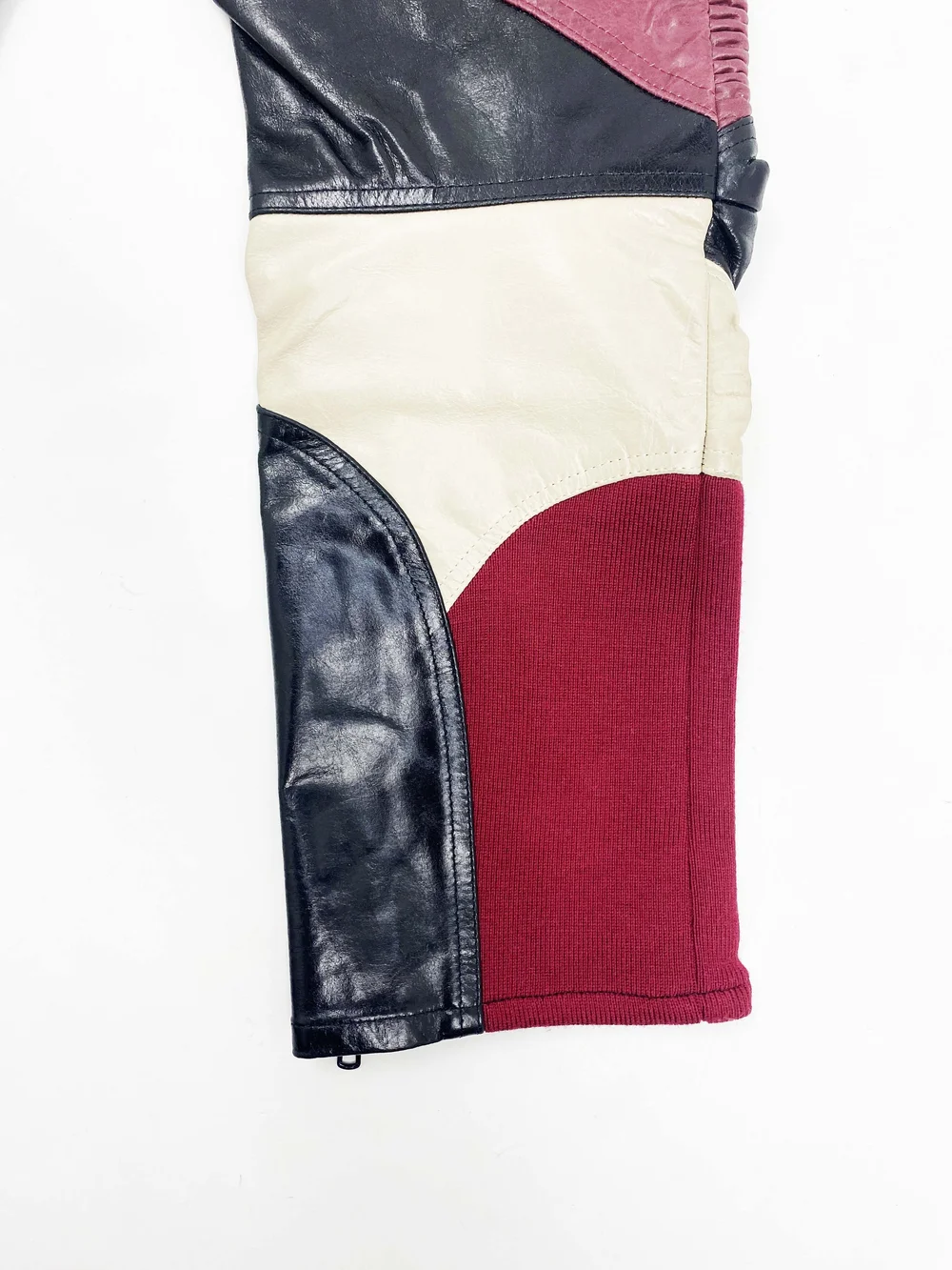20471120 leather patchwork moto pants — JAMES VELORIA