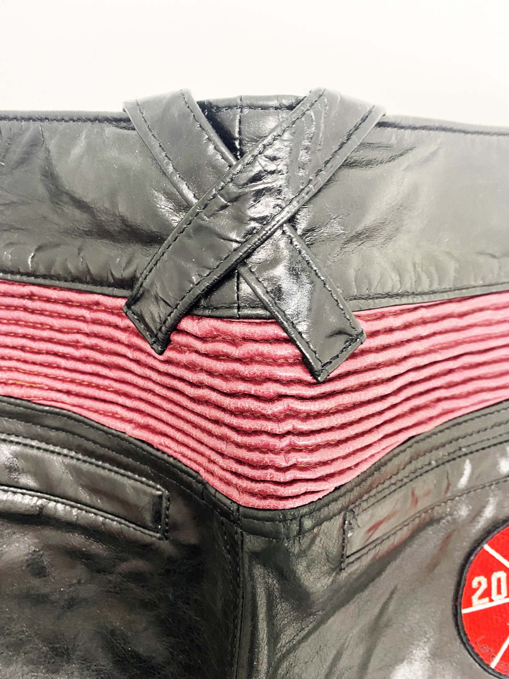 20471120 leather patchwork moto pants — JAMES VELORIA 20471120 leather patchwork moto pants — JAMES VELORIA