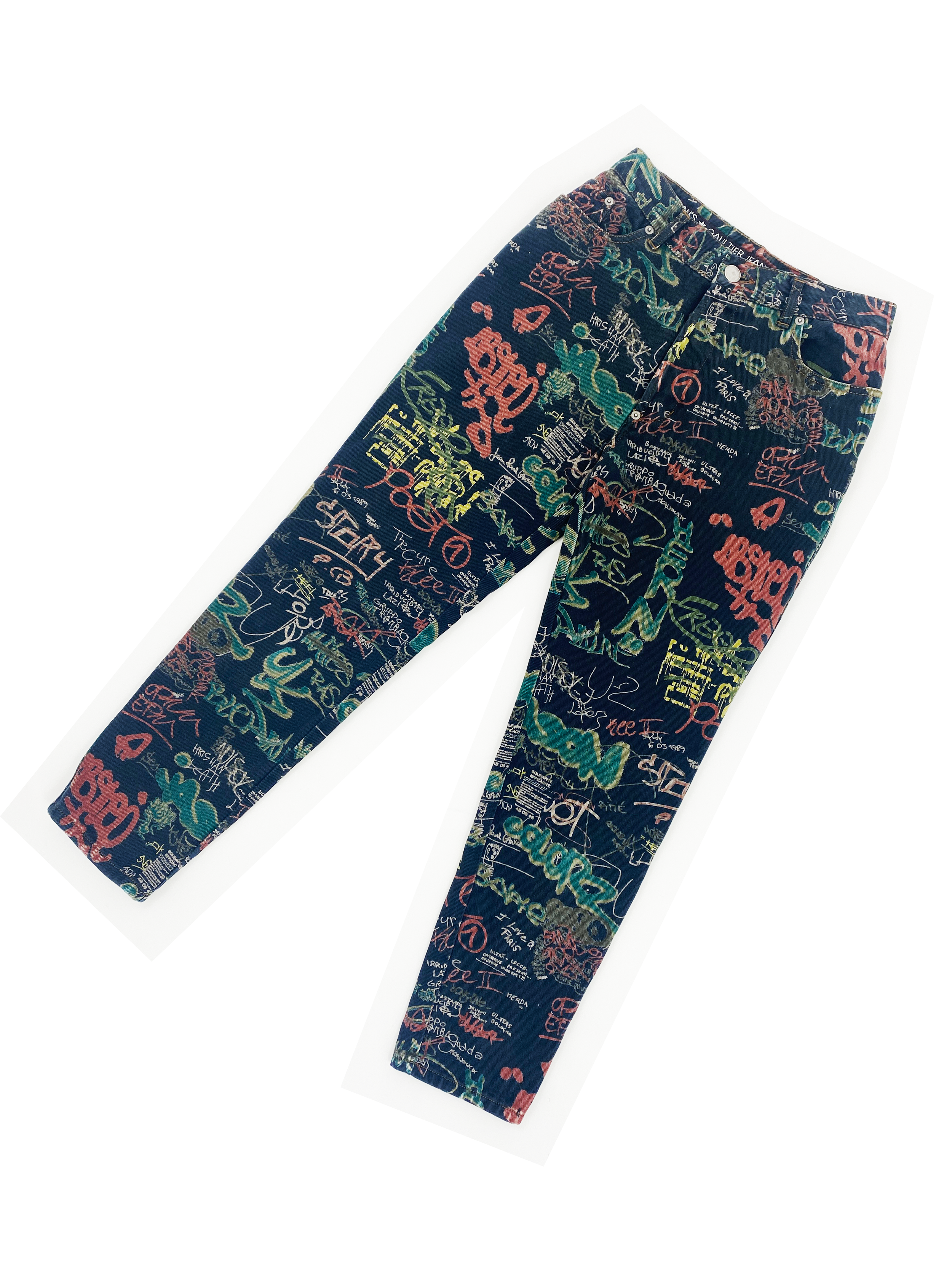 Jean Paul Gaultier 90s graffiti print jeans