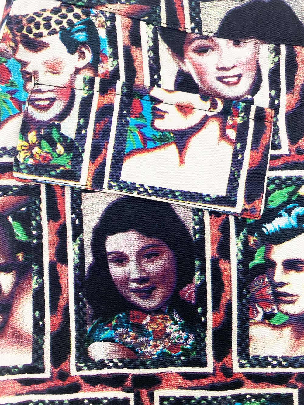 Jean Paul Gaultier 90s face print mini skirt — JAMES VELORIA Jean Paul Gaultier 90s face print mini skirt — JAMES VELORIA
