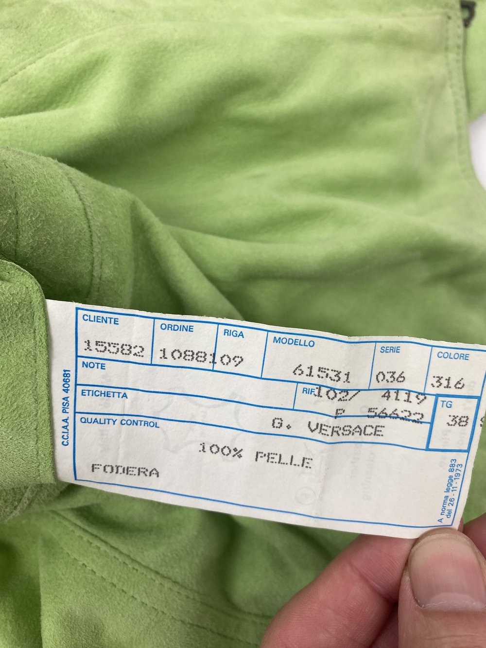 Gianni Versace 90s green suede jacket — JAMES VELORIA