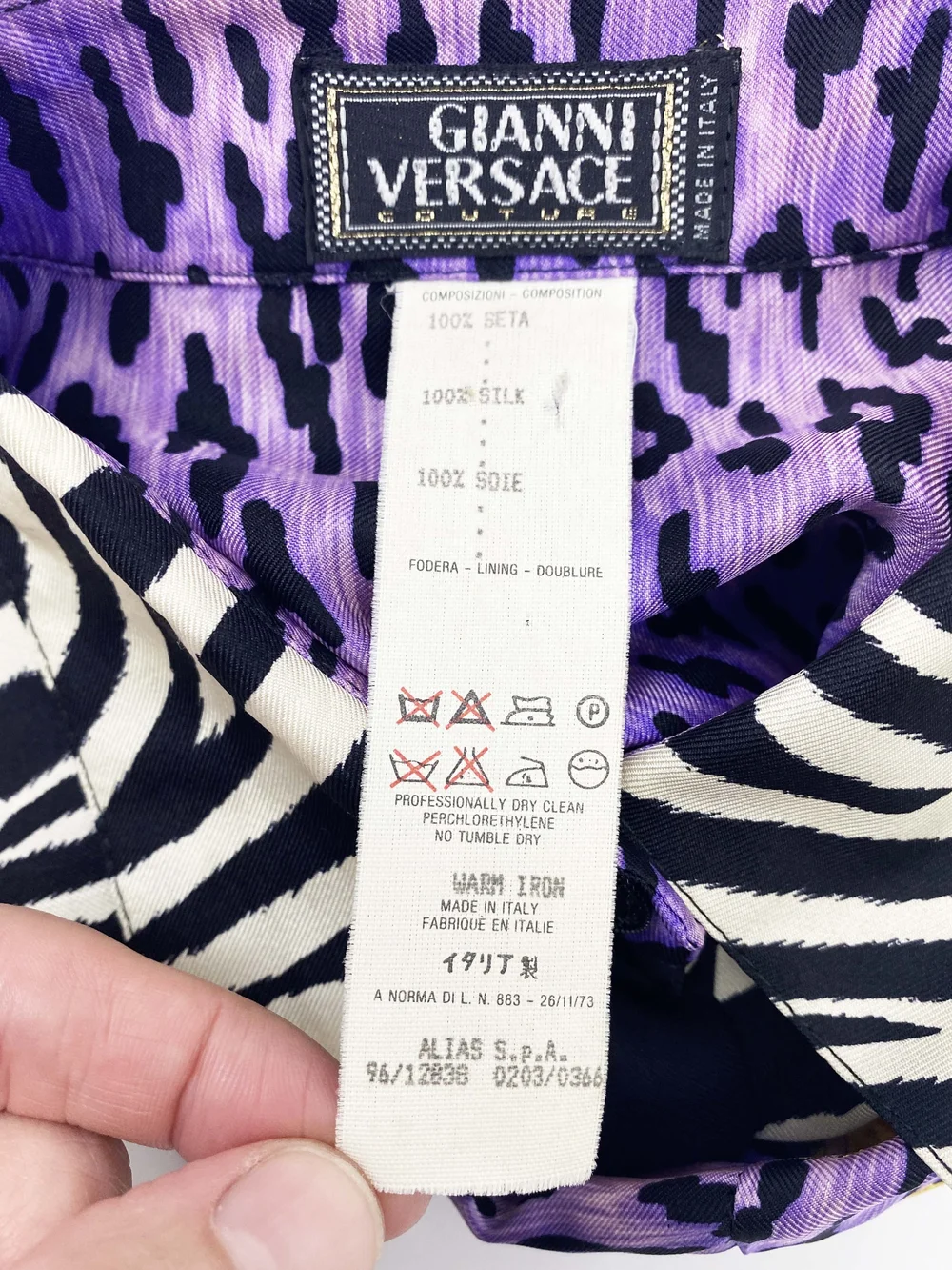 Gianni Versace 1996 zebra print silk shirt — JAMES VELORIA