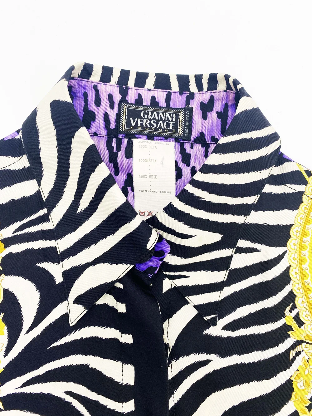 Gianni Versace 1996 zebra print silk shirt — JAMES VELORIA