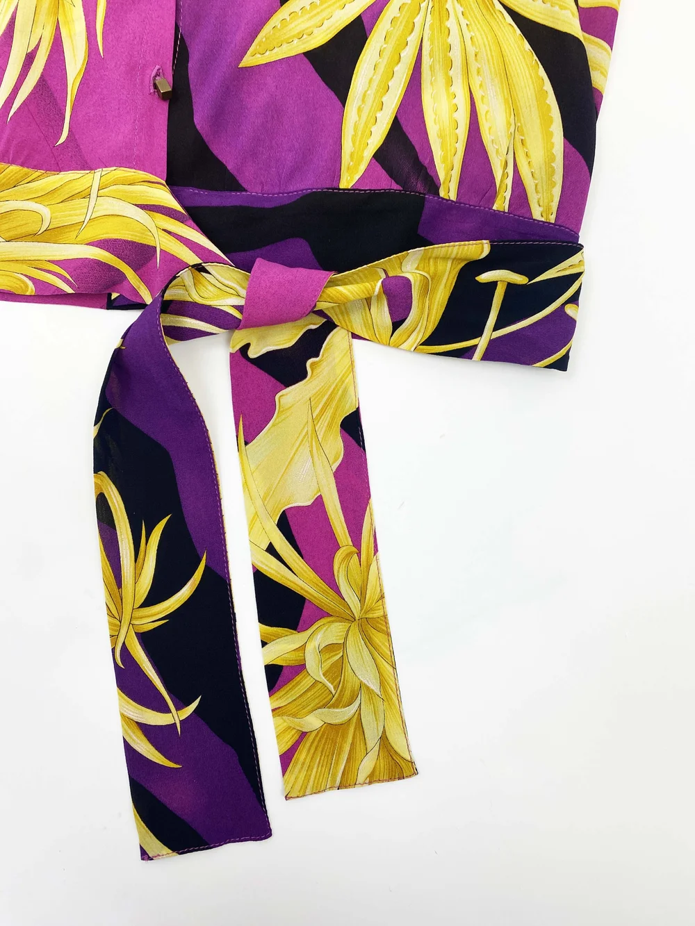 Gianni Versace purple and gold printed top — JAMES VELORIA